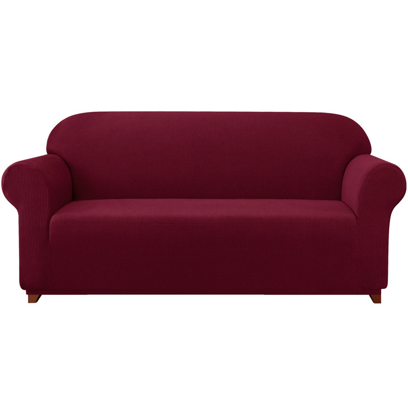 Box Cushion Loveseat Slipcover, Burgundy, 104cm H x 235cm W x 107cm D
