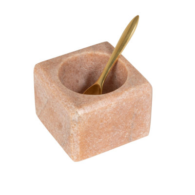 Fenster Square Marble Bowl with Brass Spoon