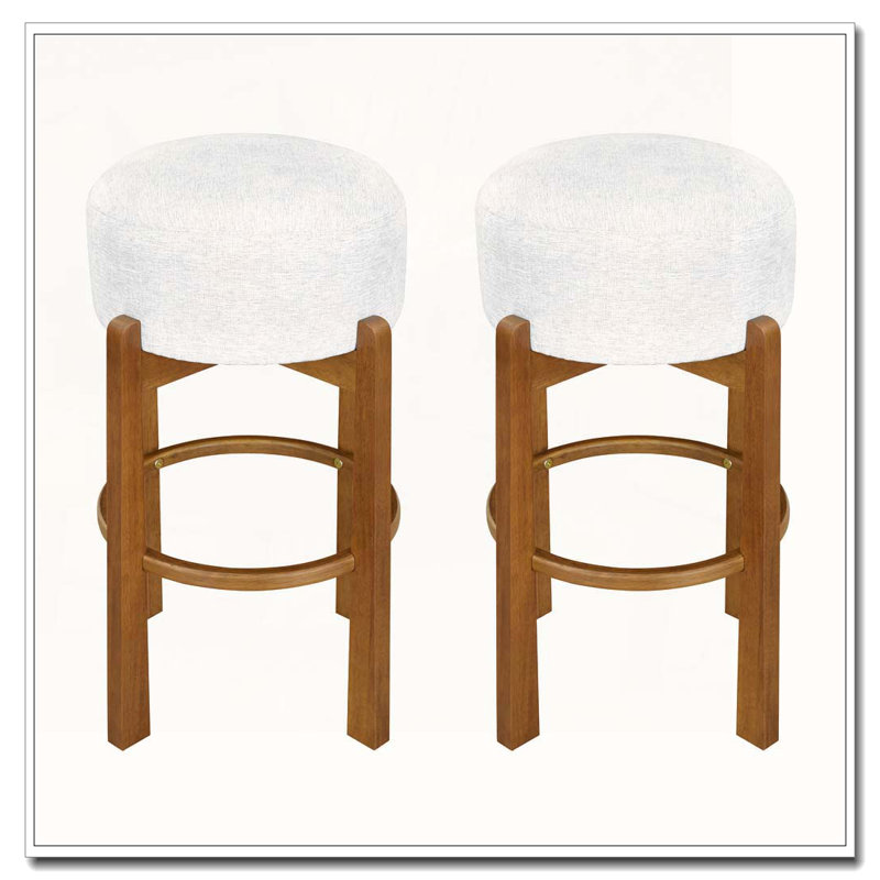 Wooden Upholstered Barstool, Walnut
