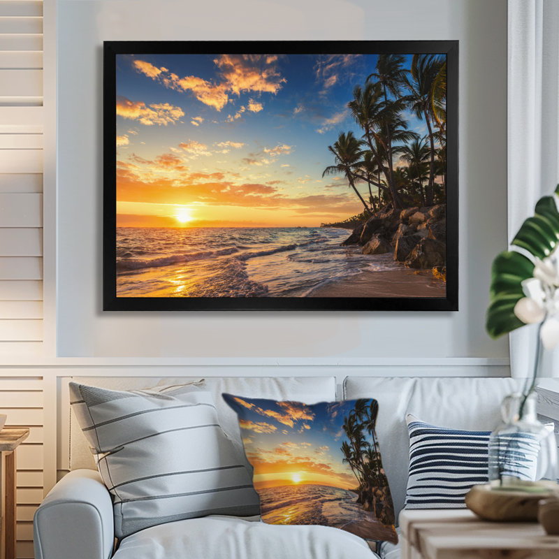 « Paradise Tropical Island Beach with Palms » par Valio84sl - impression photographique sur du métal, H 12 po x l 20 po