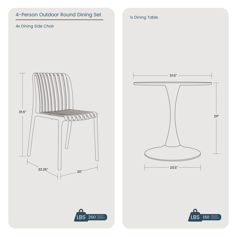 Outdoor Round Dining Set, White