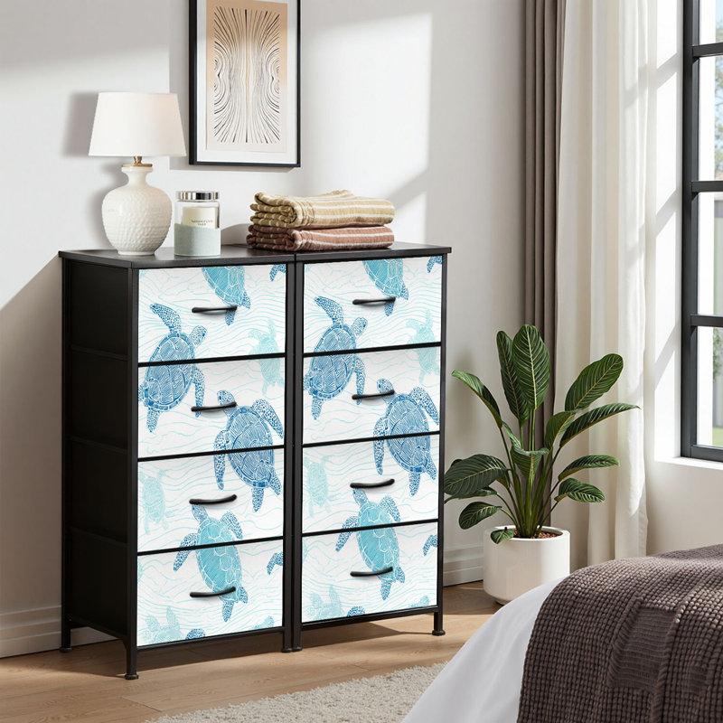 4 Drawer Dresser for Bedroom, Narrow Chest of Drawers, Wooden Top and Study Iron Frame 18"x37.5"-(WxH)
