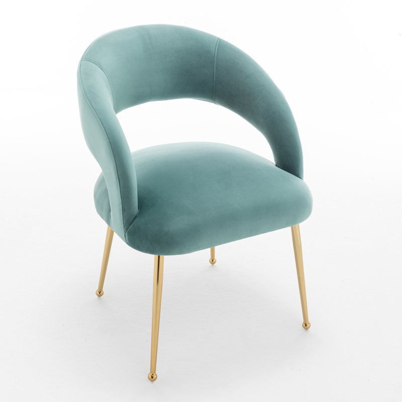 Chaise avec accoudoirs en velours Lokelani, Vert, 6