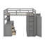 Lit mezzanine double avec tiroirs, bureau et garde-robe-1886384592