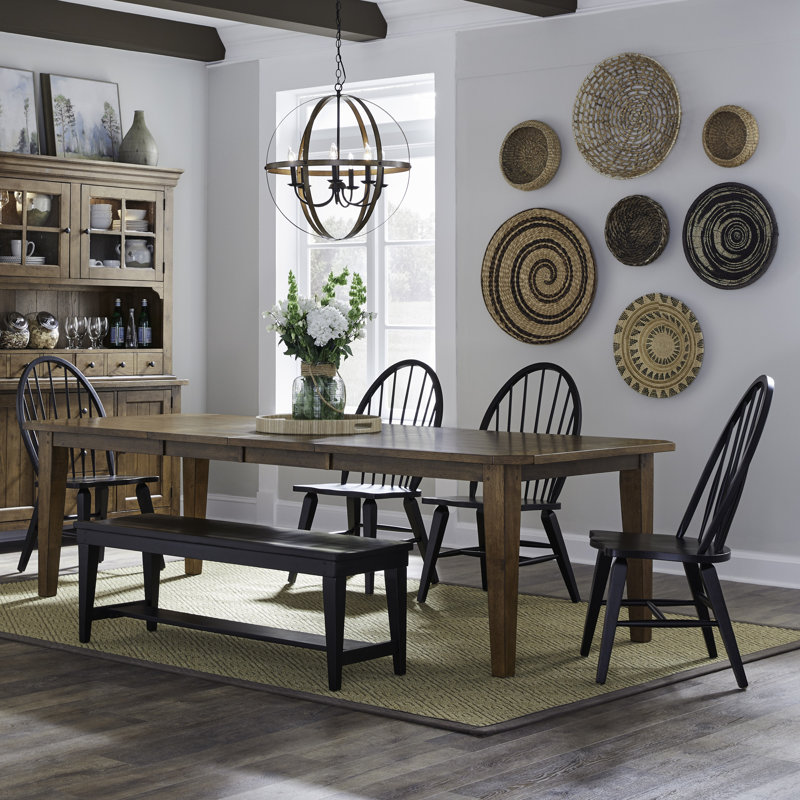 Hendry 6 Piece Rectangular Dining Table Set w/ Two 18" Leaves
