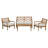 Albert Outdoor 4-Piece Acacia Wood Conversation Set With Removable Cushions