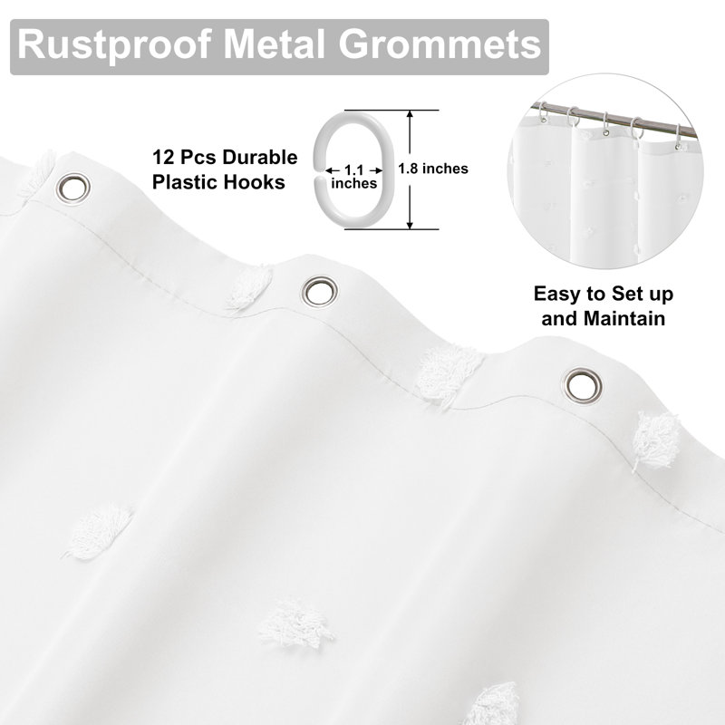 Rideau de douche Boho Farmhouse en tissu rose, rideau de douche 36x72, L 36 po x L 72 po (paquet de 1), Blanc