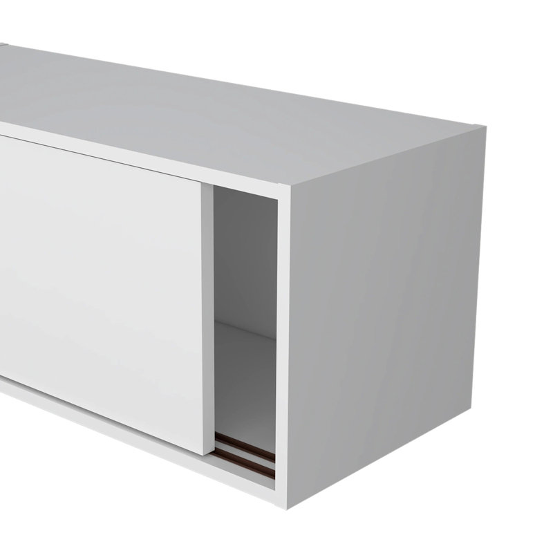 Armoire flottante blanche moderne avec porte coulissante - Améliorez la fonctionnalité de bureau et d'étude