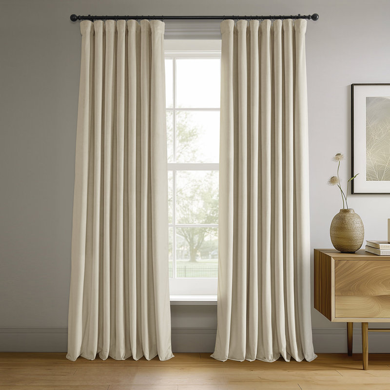 Olivia Velvet Blackout Curtain (1 Panel), 50" W x 84" L, Ecru