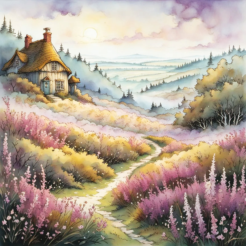 Lavender Path at Sunset - Art mural sur toile tendue, H 20 po x l 20 po