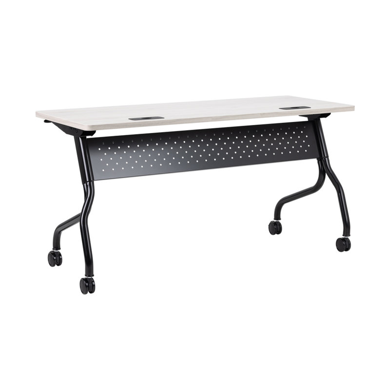 Table mobile à nageoires à haute pression en stratifié d'apprentissage, Without Power, 24" W x 60" L, Black Frame/Elm Top