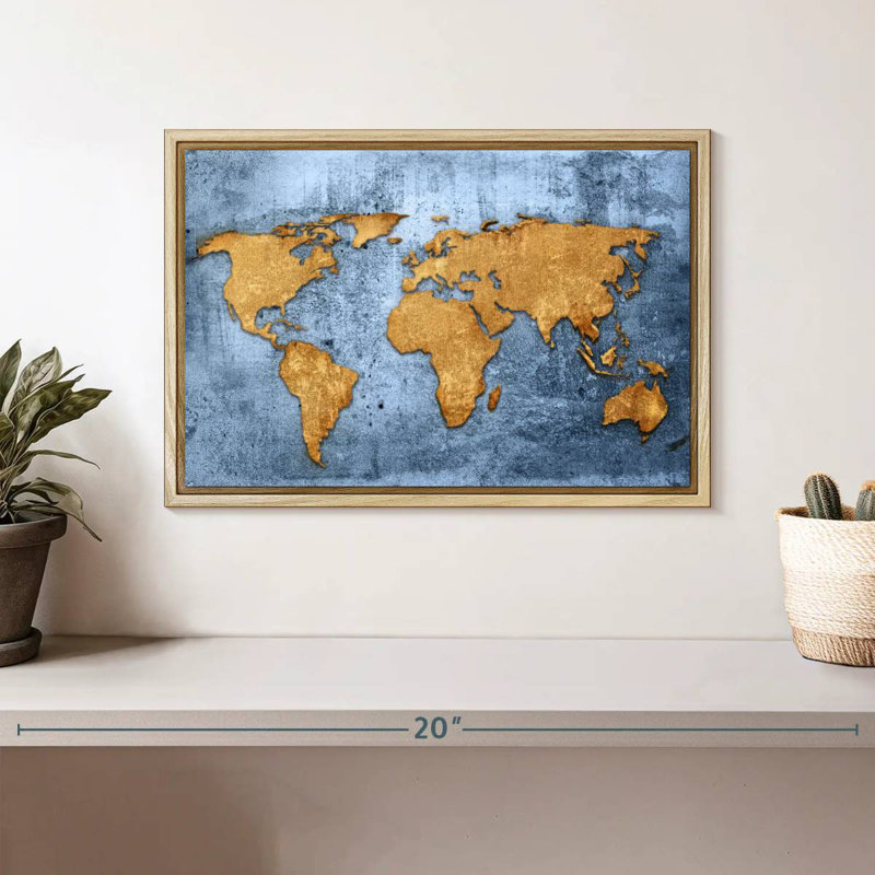 Azure World Luro, 13 po x 9 po, Cadre flottant en bois naturel