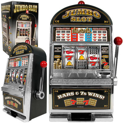 Real Slot Machine Bank - Jumbo Las Vegas Casino Slots with Flashing Lights and Realistic Jackpot Sounds - 6x8.5x14.5 Inch Casino Machine Accepts 98-Percent of World Coins by Trademark Poker