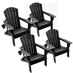 Fauteuil de loisir pliable en PEHD Adirondack - grand espace, adapté à tous les temps, supportant plusieurs types de tasses, nécessitant peu d'entretien, pesant 400 livres, 4 pièces rouges (Ensemble de 4)