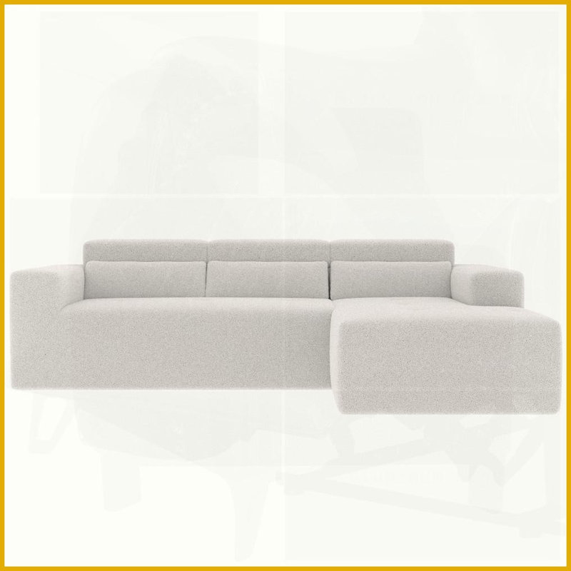 Canapé modulaire 109 po en forme de L avec méridienne et amp; Oreillers, pas d'assemblage pour le salon, White