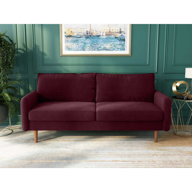 Azelin 70" Round Arm Sofa, Burgundy