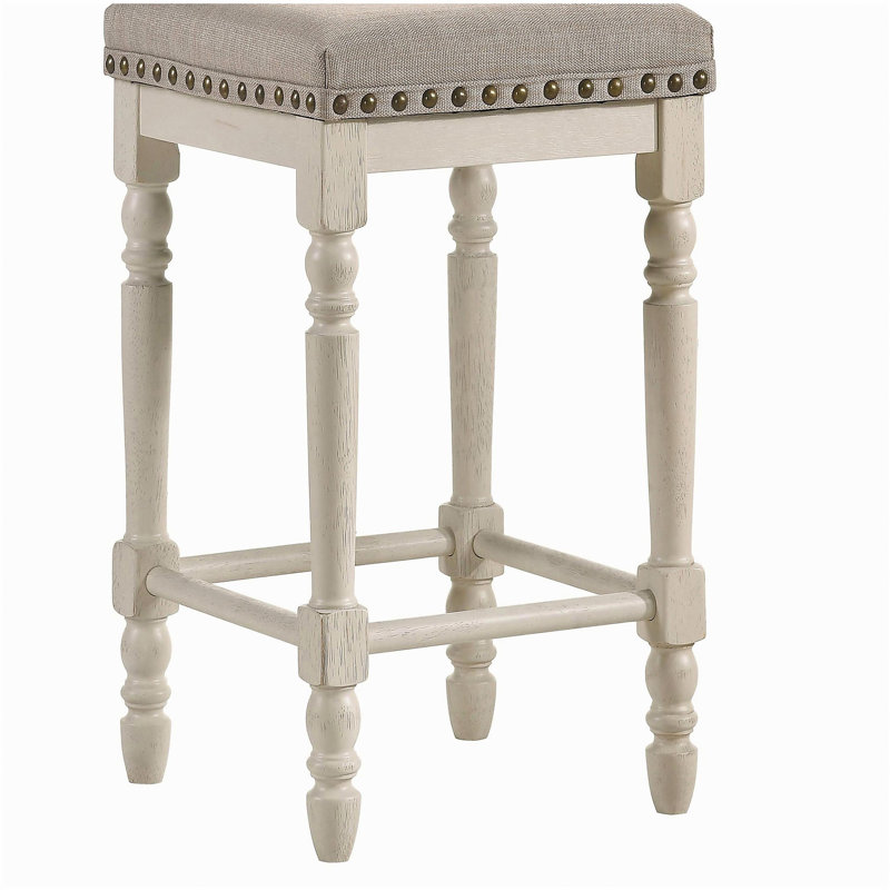 Tabouret à hauteur de comptoir beige et blanc rétro (ensemble de 2)