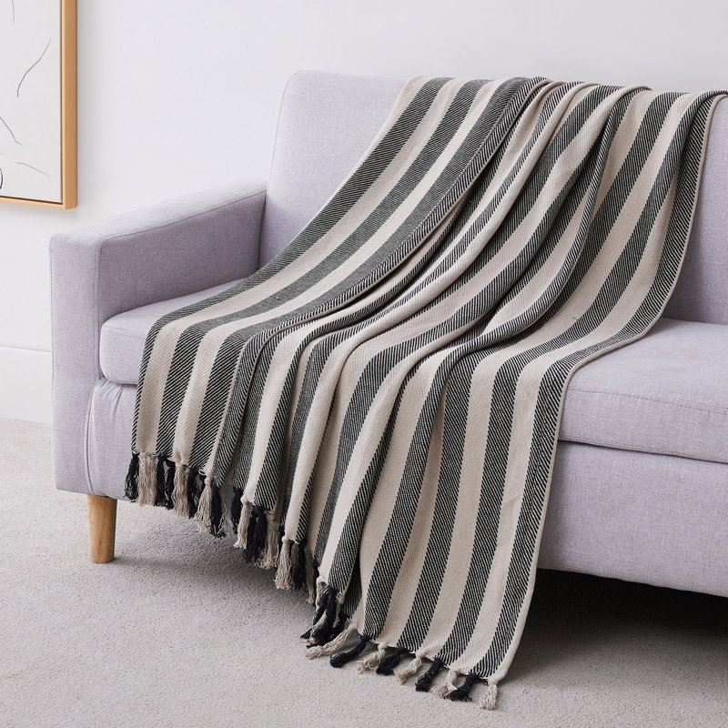 Jeté et jetés 100% coton Southshore Fine Linens, Noir, noir, noir, noir, 90 po x 90 po