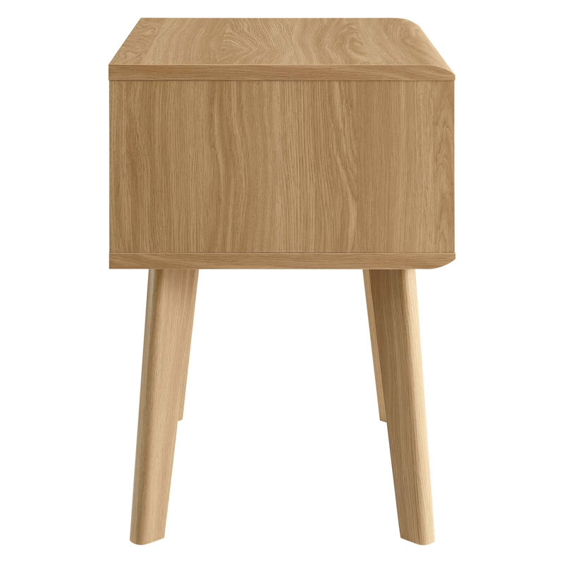 Mid-Century Modern Oak Render End Table with Storage Drawer