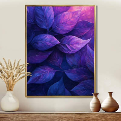 Plum Leaves Evening Collage II - feuilles, art mural