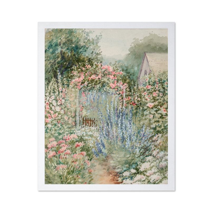 Jardin d'été, Affiche, H 18 po x l 24 po, Encadrement blanc