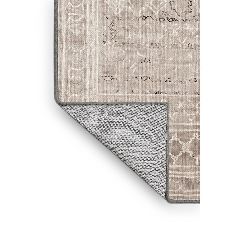 Machine Washable Gray Area Rug, Rectangle 7' x 9'