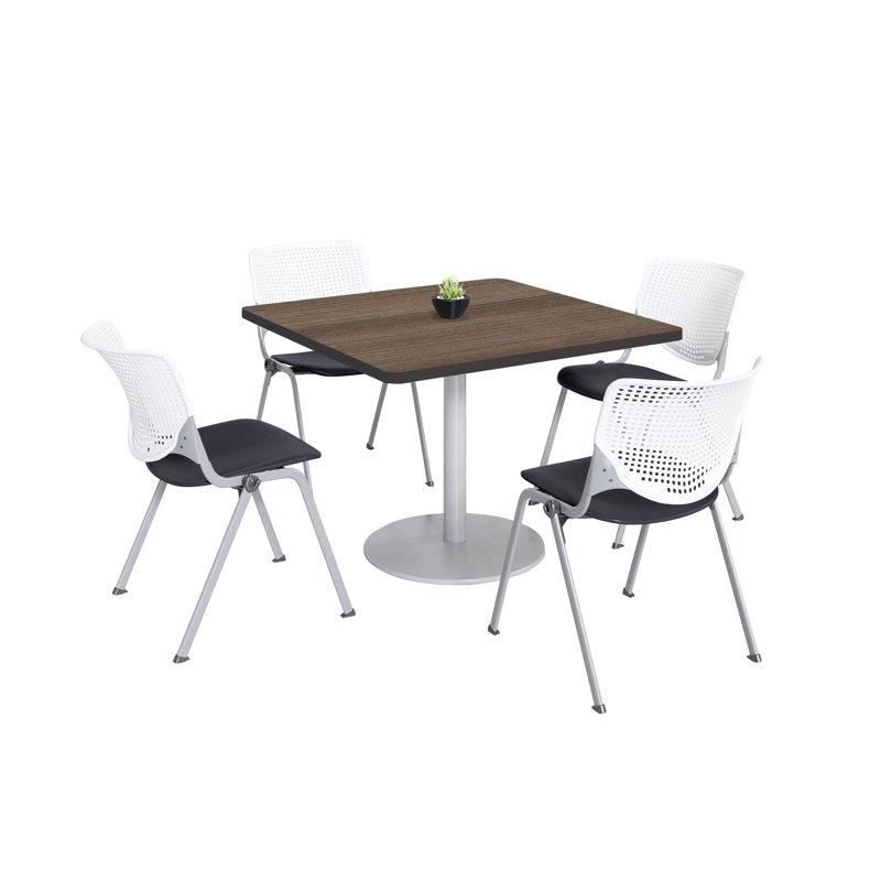 Ensemble de table de salle à manger et de chaise Kool Mode, Blanc/Noir, H 29 po x L 42 po x l 42 po, Teck
