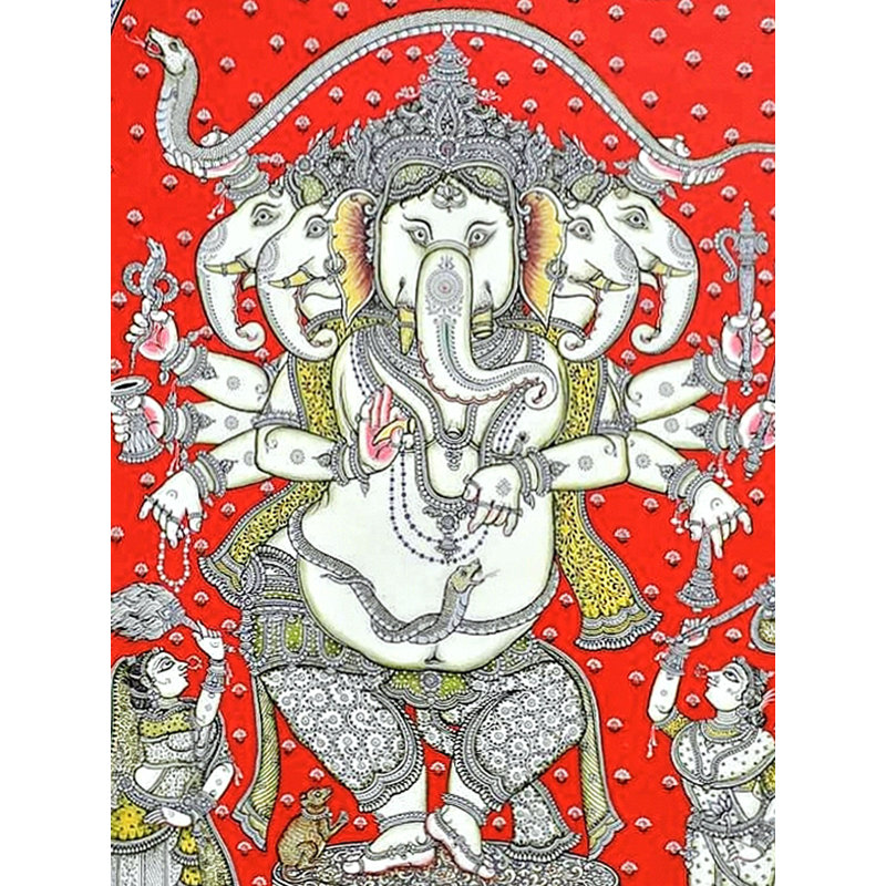 Lord Ganesha dansant sur fond rouge | Par Ratikanta Moharana