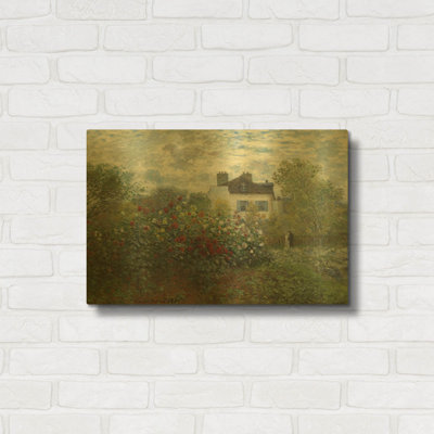 «The Artist’s Garden In Argenteuil» par Claude Monet, art mural en métal doré, 24 po x 16 po