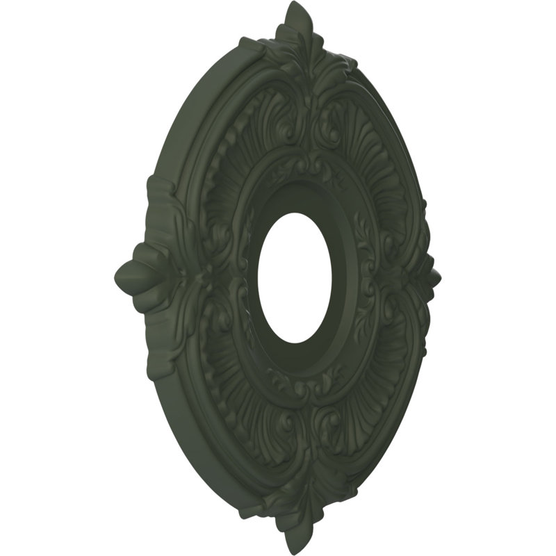 Attica Thermoformed PVC Ceiling Medallion, 13" H x 13" W x 0.75" D, UltraCover Satin Hunt Club Green