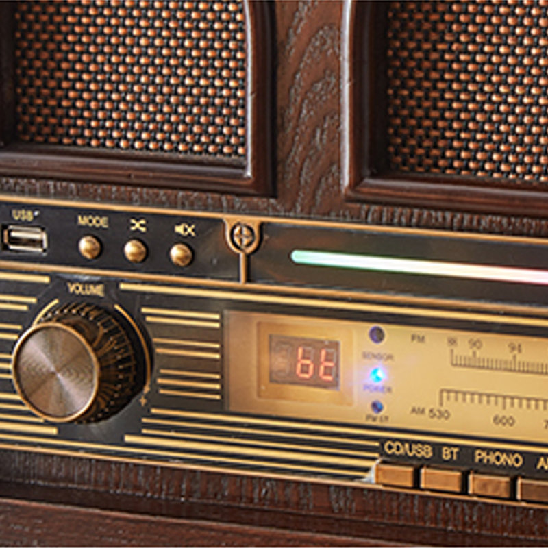Black Rectangular Solid + Manufactured Wood Media Players, Nut-brown