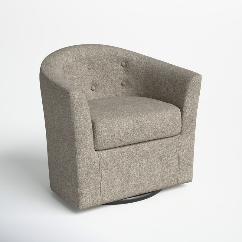 Antai 82.55Cm Wide Tufted Polyester Swivel Barrel Chair, Granite