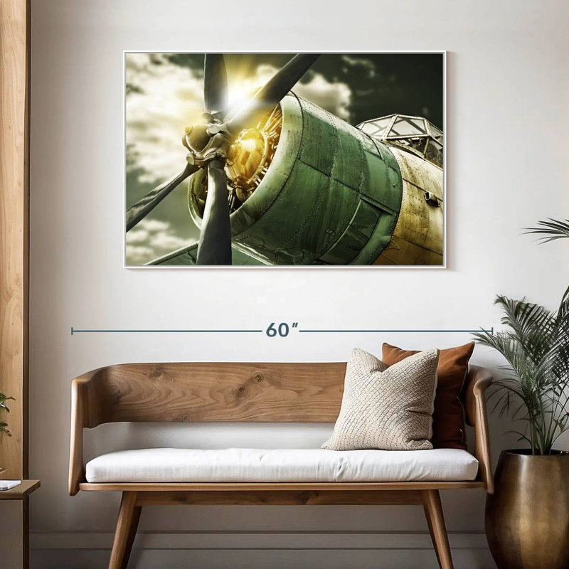 Vue du ciel de l'ancien avion, Cadre flottant blanc, 46 po x 31 po