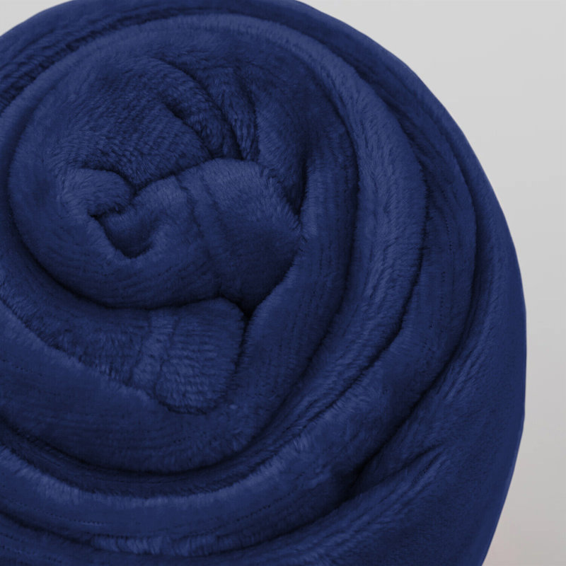 Carsonhill Reversible Mink Faux Fur Plush Fleece Throw/ Blanket, W130 x L150cm, Navy