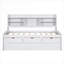 Lit plateforme classique en pin massif classique avec bibliothèque intégrée, tiroirs de rangement et lit gigogne, blanc pur