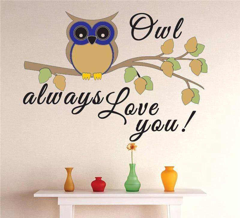 Décalcomanie murale « always love you you » hibou