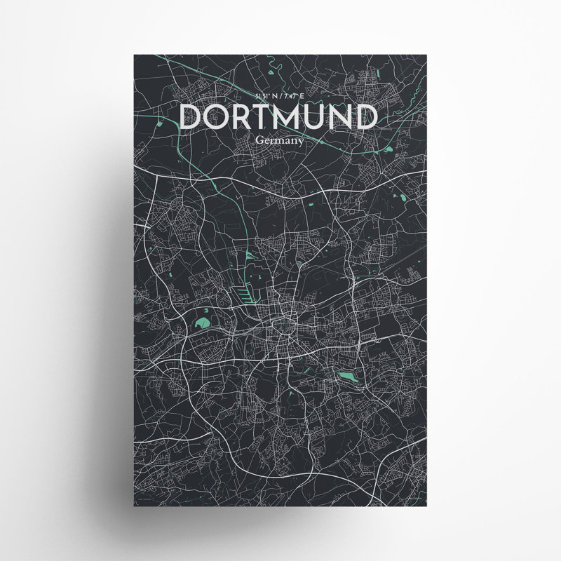 Dortmund City Map in Dream 1 Piece Wall Art, 17cm H x 11cm W x 0.05cm D