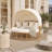 Outdoor Patio Rattan Round Daybed With Retractable Canopy