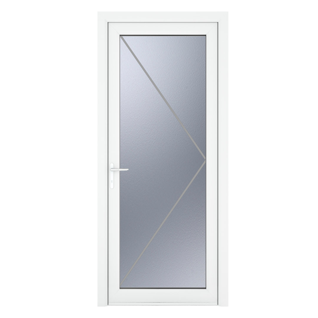 Crystal-Direct Crystal Upvc Double Glazed White Door Full Glass Right Hand Obscure Glass 890X2090mm - Image 4