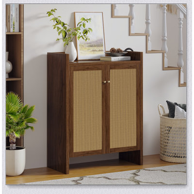 Tall Rattan Shoe Cabinet with 6-Tier Adjustable Shelves, Ideal for Entryway and Hallway Storage and Organization