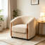 Fauteuil en tonneau incurvé 31,9 po, fauteuil rembourré en molleton Teddy-1332747915