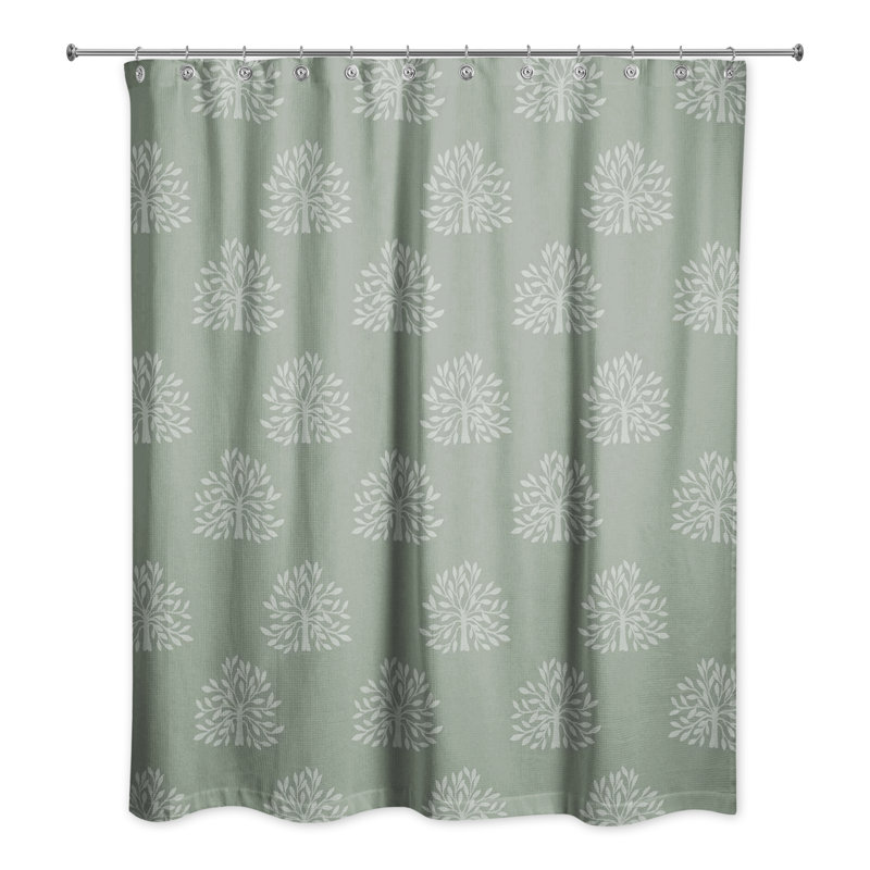 Rideau de douche simple à motif floral, Vert