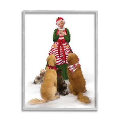 Joyeuse madame Claus et chiens, Illustration de Noël de Noël, estampe numérique encadrée par Kamdon Kreations