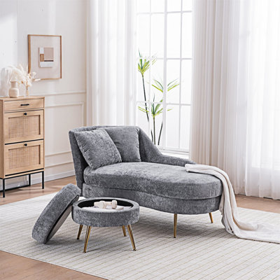 Méridienne rembourrée avec repose-pieds et coussin lombaire