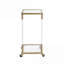 Table basse moderne en forme de C en or avec plateau en verre trempé, facile à nettoyer, mobile pour la maison et amp; Bureau