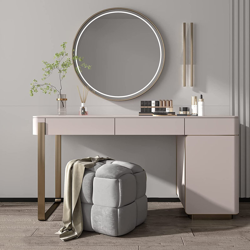 Soperton 43cm Wide Velvet Square Cube Ottoman, Grey
