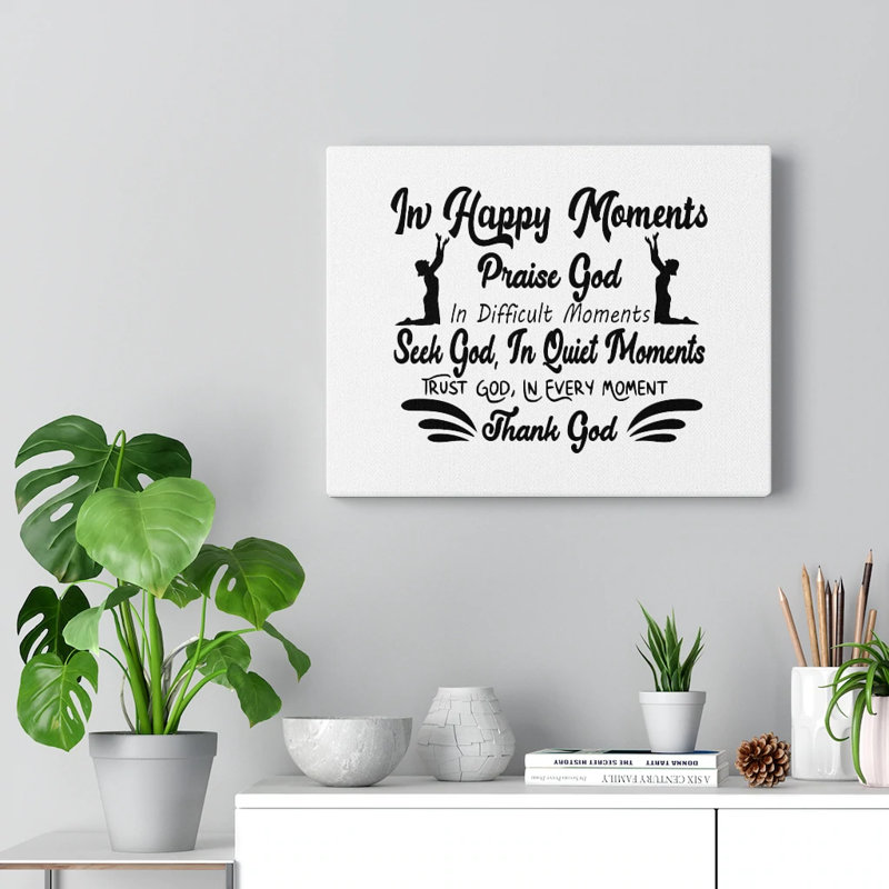 «In Happy Moments Praise God», impression murale verset de la Bible prêt à être accroché, H 12 po x l 16 po