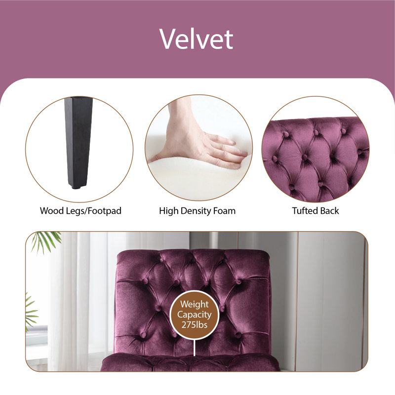 Guendalina Velvet Accent Chair, Purple Velvet