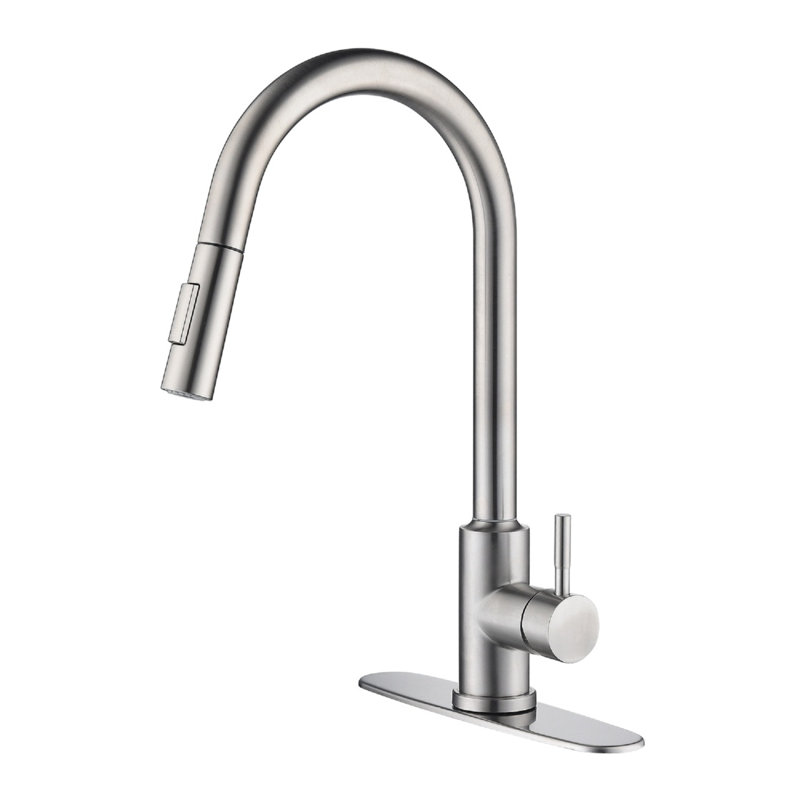 Robinet de cuisine tactile avec douchette extractible, Nickel brossé