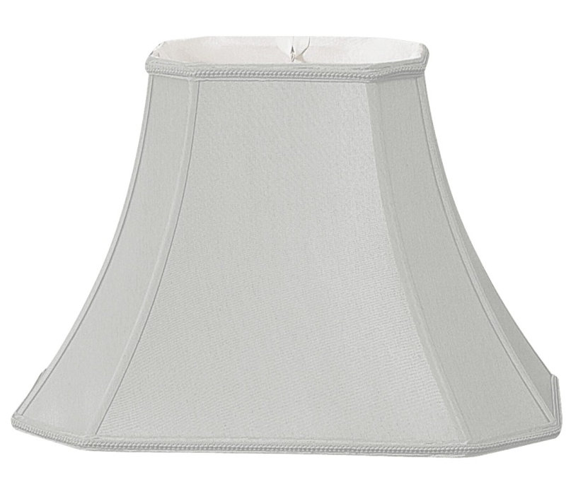 Abat-jour cloche en soie / shantung (araignée), Gris, H 10,5 po x l 14 po x P 10 po
